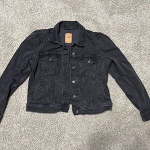 GAP Black Denim Puffed Shoulder Jacket
